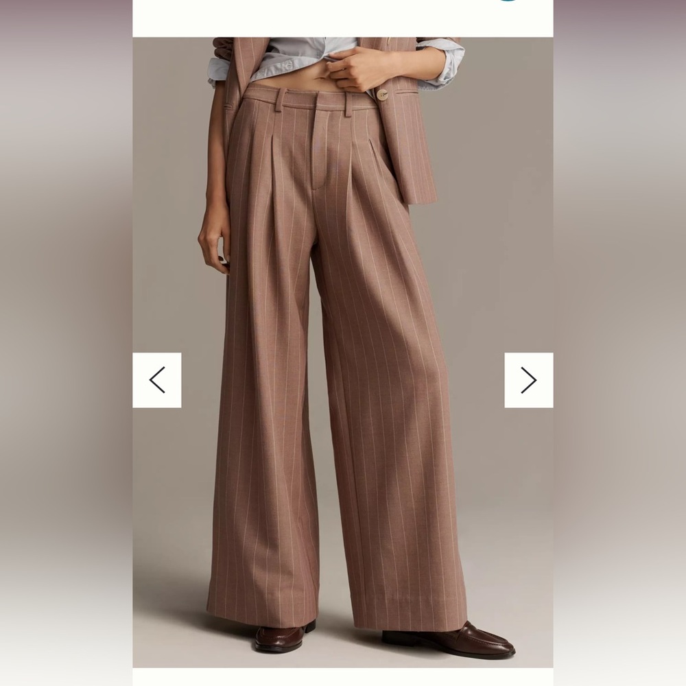 Maeve Taupe Pinstripe Trousers